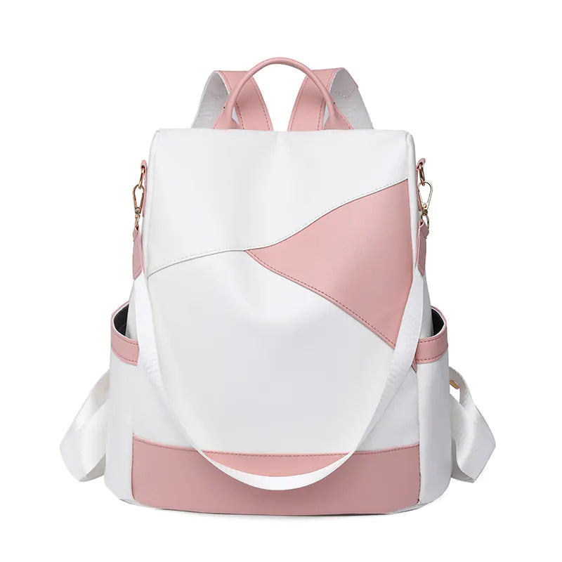 Stylish Color-Block Backpack – Lightweight Dual-Use Travel Bag for Women