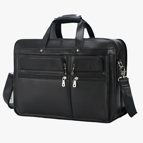 Men’s Large Capacity Leather Briefcase – 17” Laptop Bag by Tiding