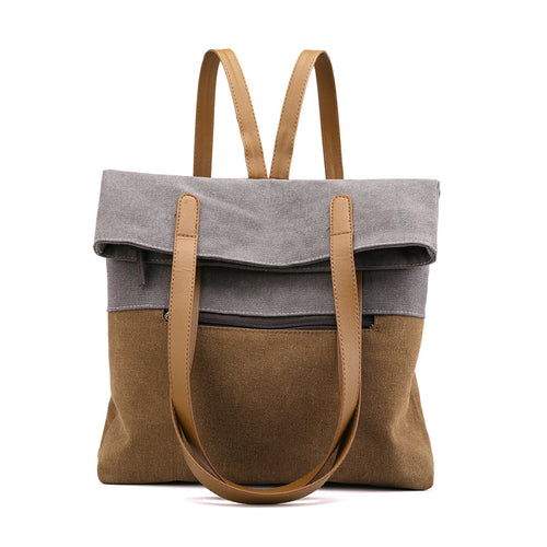 Canvas Tote Backpack – Dual-Use Travel Bag for Women