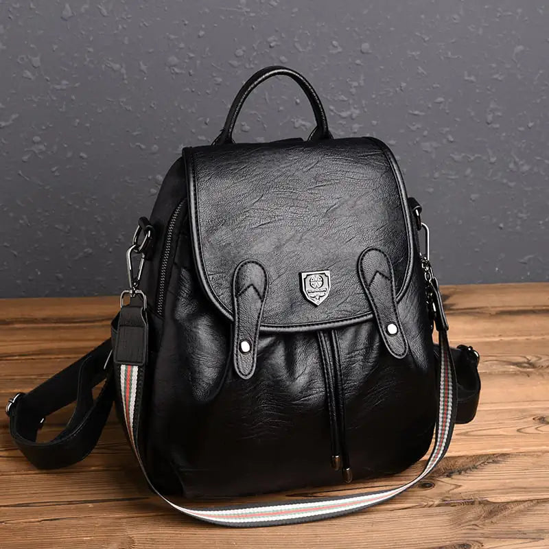 Retro Handmade Leather Backpack – Soft Cowhide Casual Bucket Bag