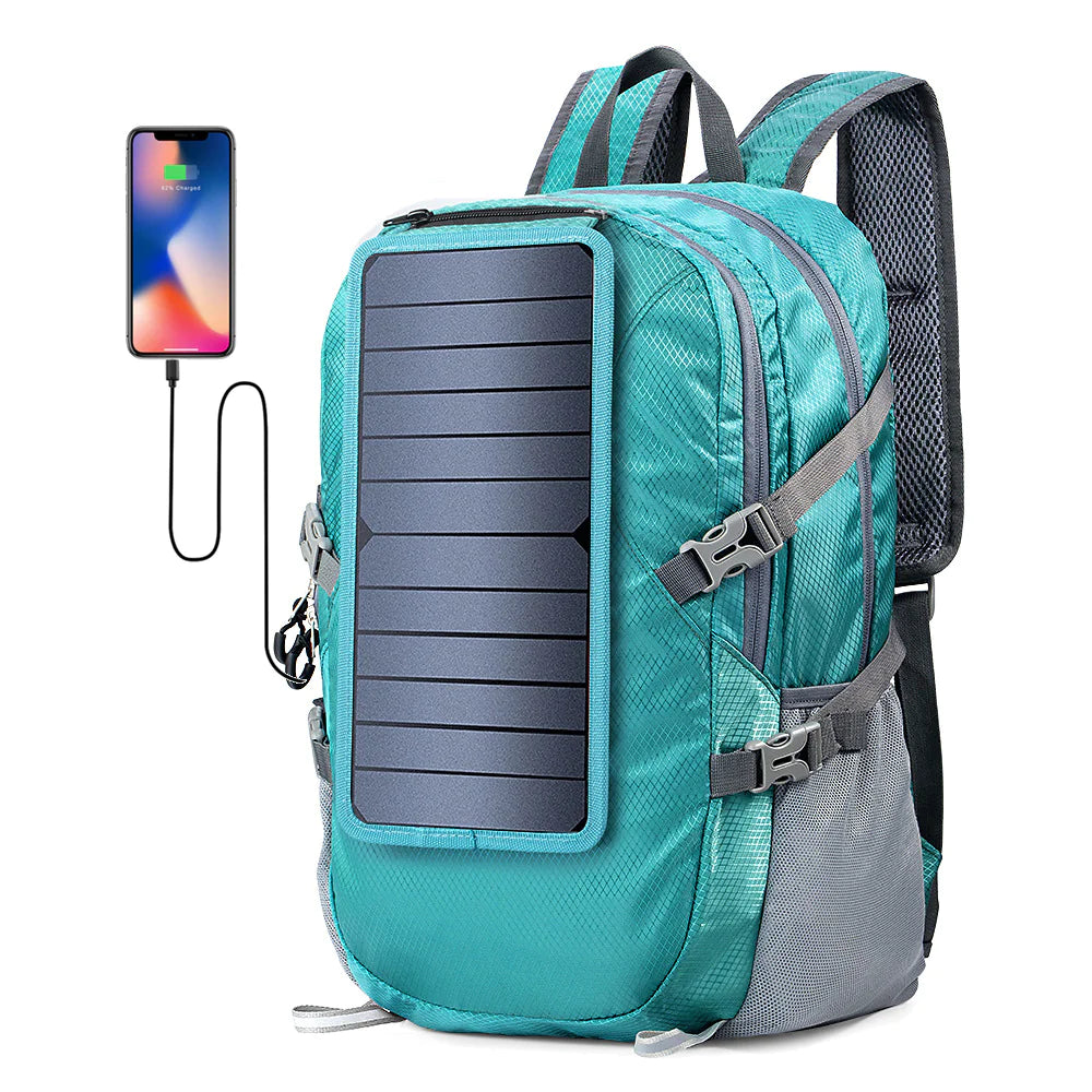 Solar Charging Backpack – Foldable Lightweight Daypack for Hiking & Travel