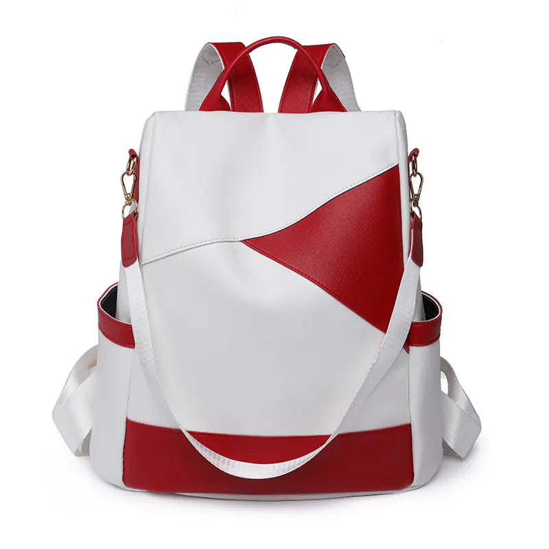 Stylish Color-Block Backpack – Lightweight Dual-Use Travel Bag for Women