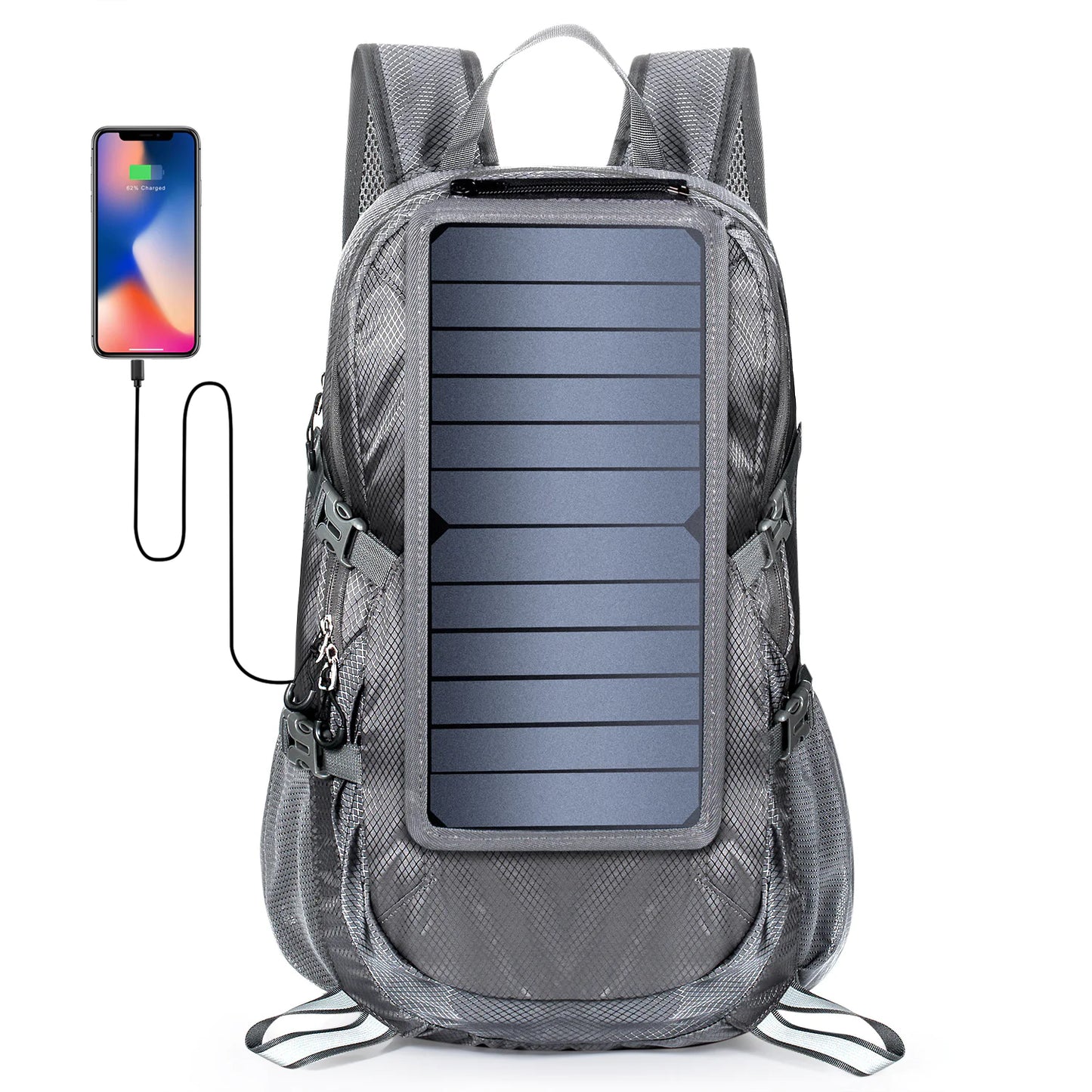 Solar Charging Backpack – Foldable Lightweight Daypack for Hiking & Travel